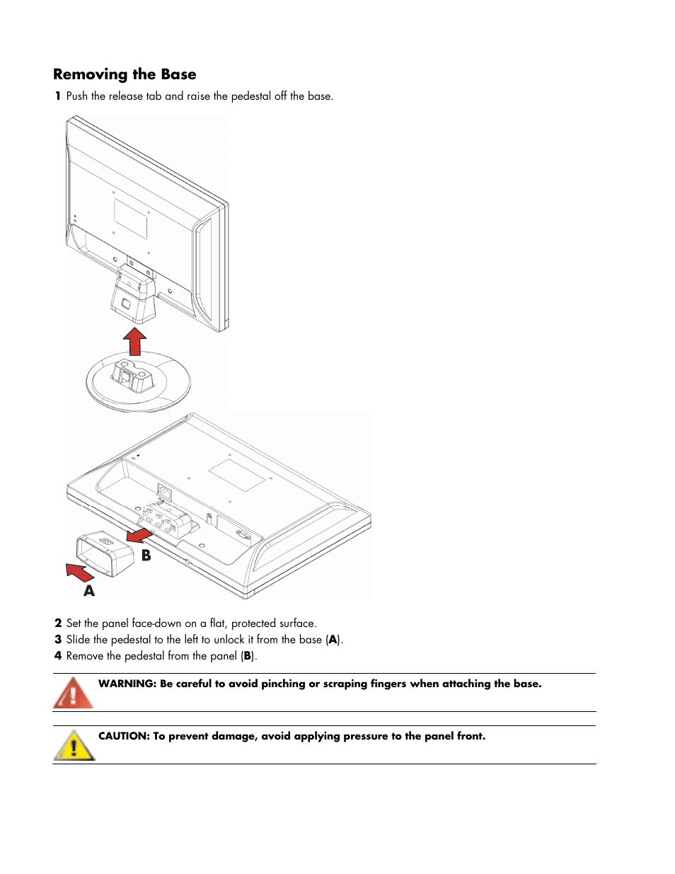 Removing the base | HP Pavilion w17e 17 inch Flat Panel Monitor User Manual | Page 6 / 28