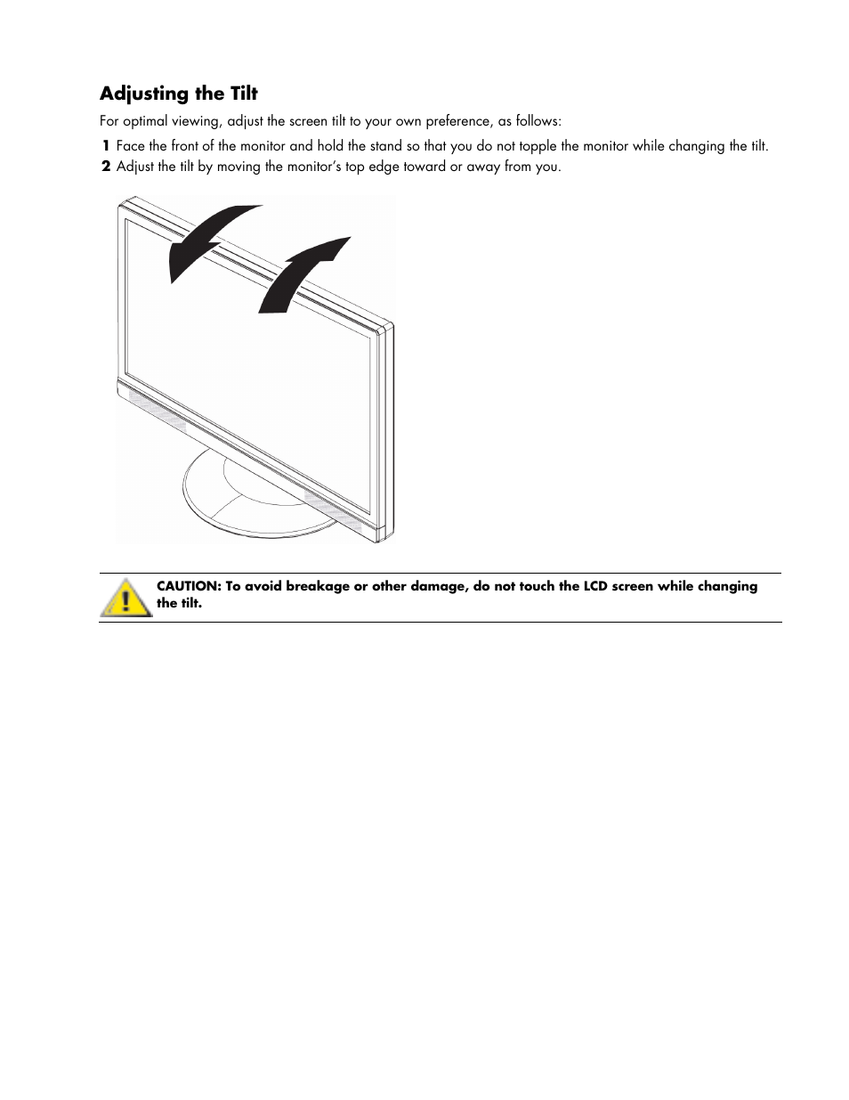 Adjusting the tilt | HP Pavilion w17e 17 inch Flat Panel Monitor User Manual | Page 7 / 28