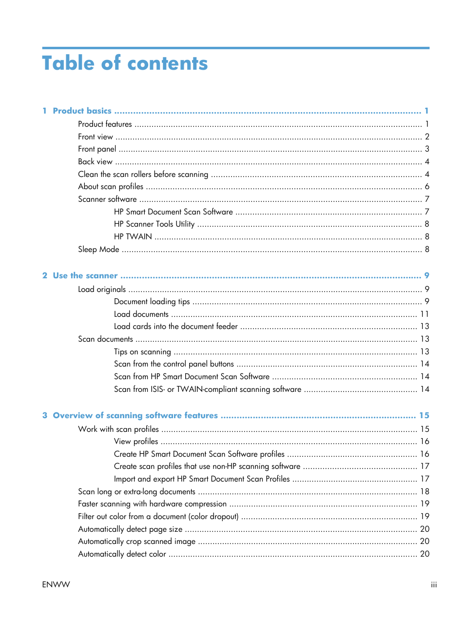 HP Scanjet Enterprise Flow 7000 s2 Sheet-feed Scanner User Manual | Page 3 / 62