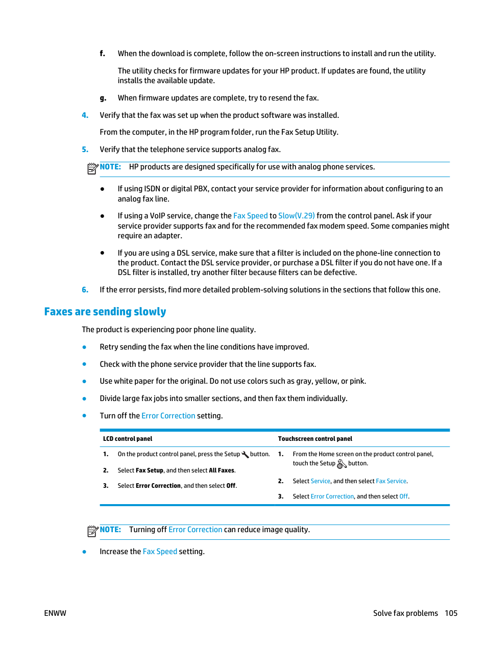 Faxes are sending slowly | HP LaserJet Pro MFP M127fw User Manual | Page 113 / 122