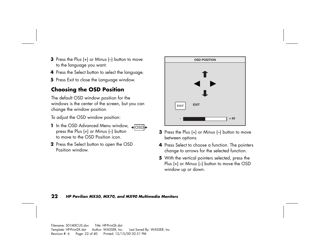 HP Pavilion mx90 19 inch Monitor User Manual | Page 26 / 128