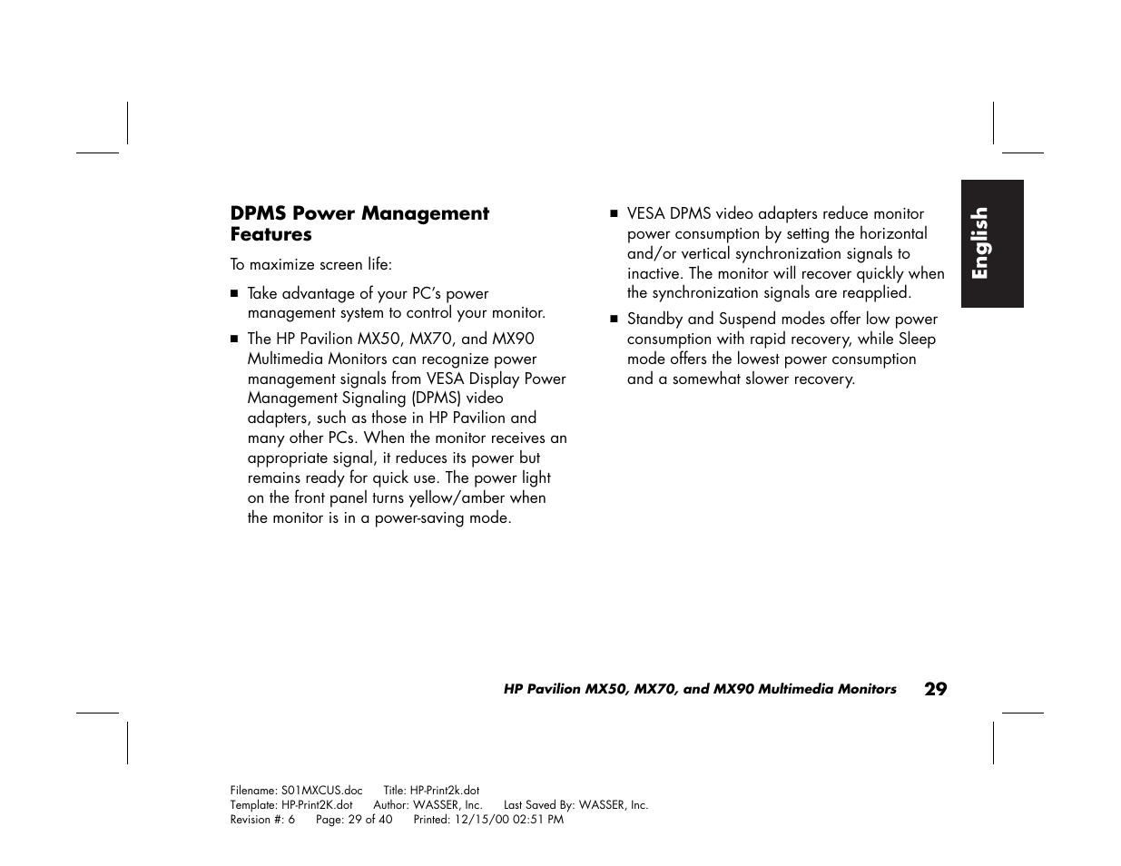 English | HP Pavilion mx90 19 inch Monitor User Manual | Page 33 / 128