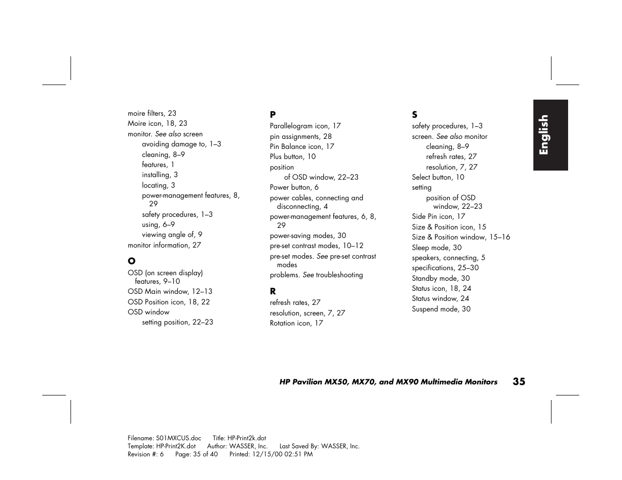 English | HP Pavilion mx90 19 inch Monitor User Manual | Page 39 / 128
