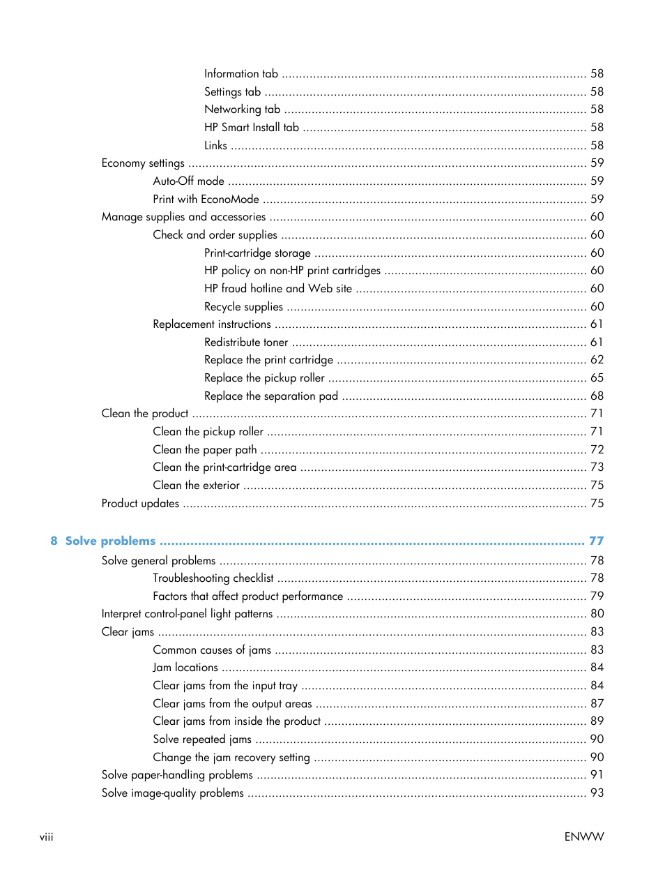 HP LASERJET PRO P1102w User Manual | Page 10 / 158