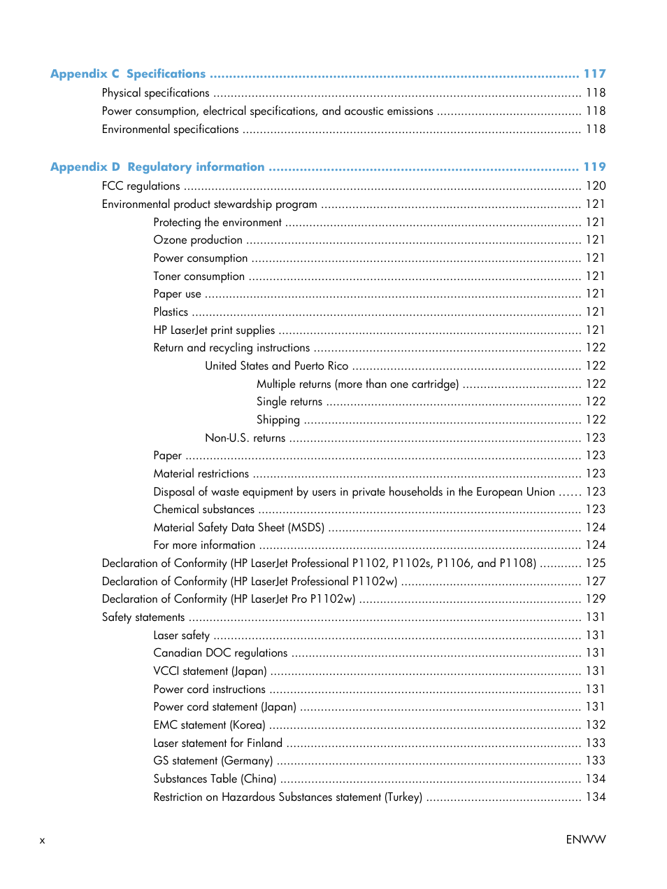 HP LASERJET PRO P1102w User Manual | Page 12 / 158