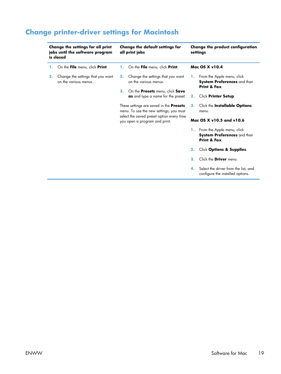 Change printer-driver settings for macintosh | HP LASERJET PRO P1102w User Manual | Page 33 / 158