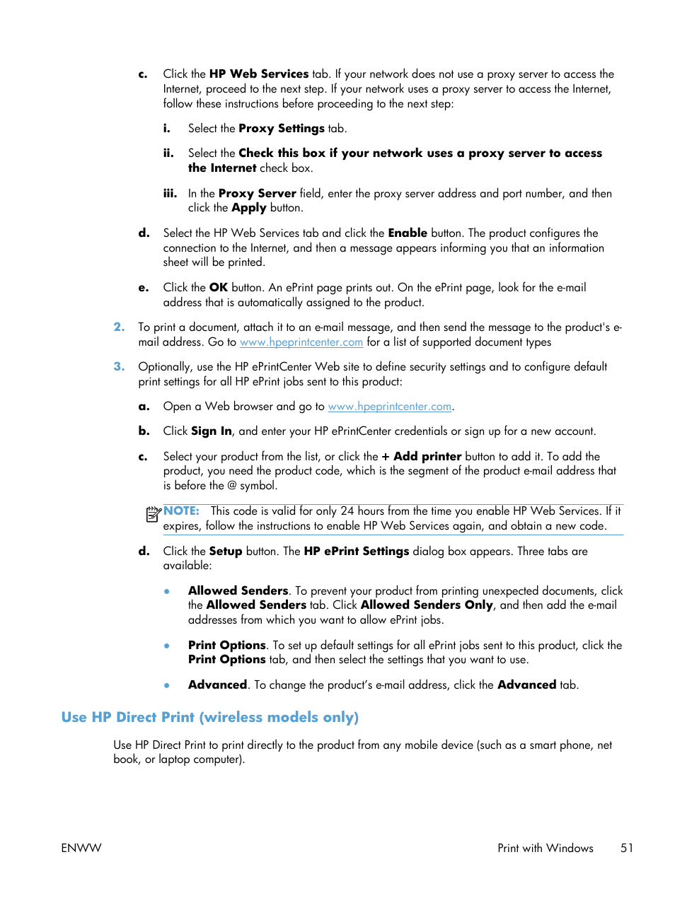 Use hp direct print (wireless models only) | HP LASERJET PRO P1102w User Manual | Page 65 / 158