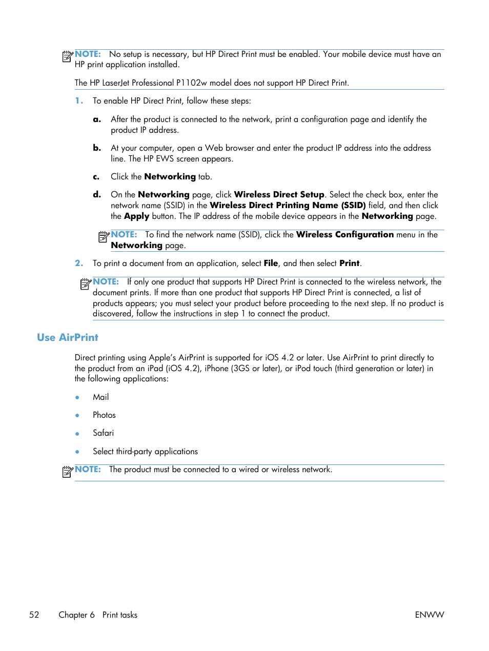 Use airprint | HP LASERJET PRO P1102w User Manual | Page 66 / 158