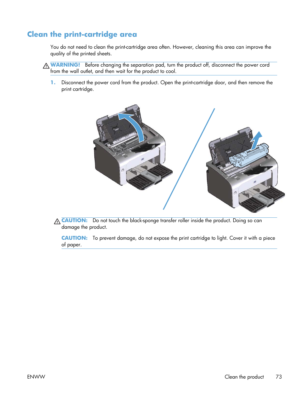 Clean the print-cartridge area | HP LASERJET PRO P1102w User Manual | Page 87 / 158