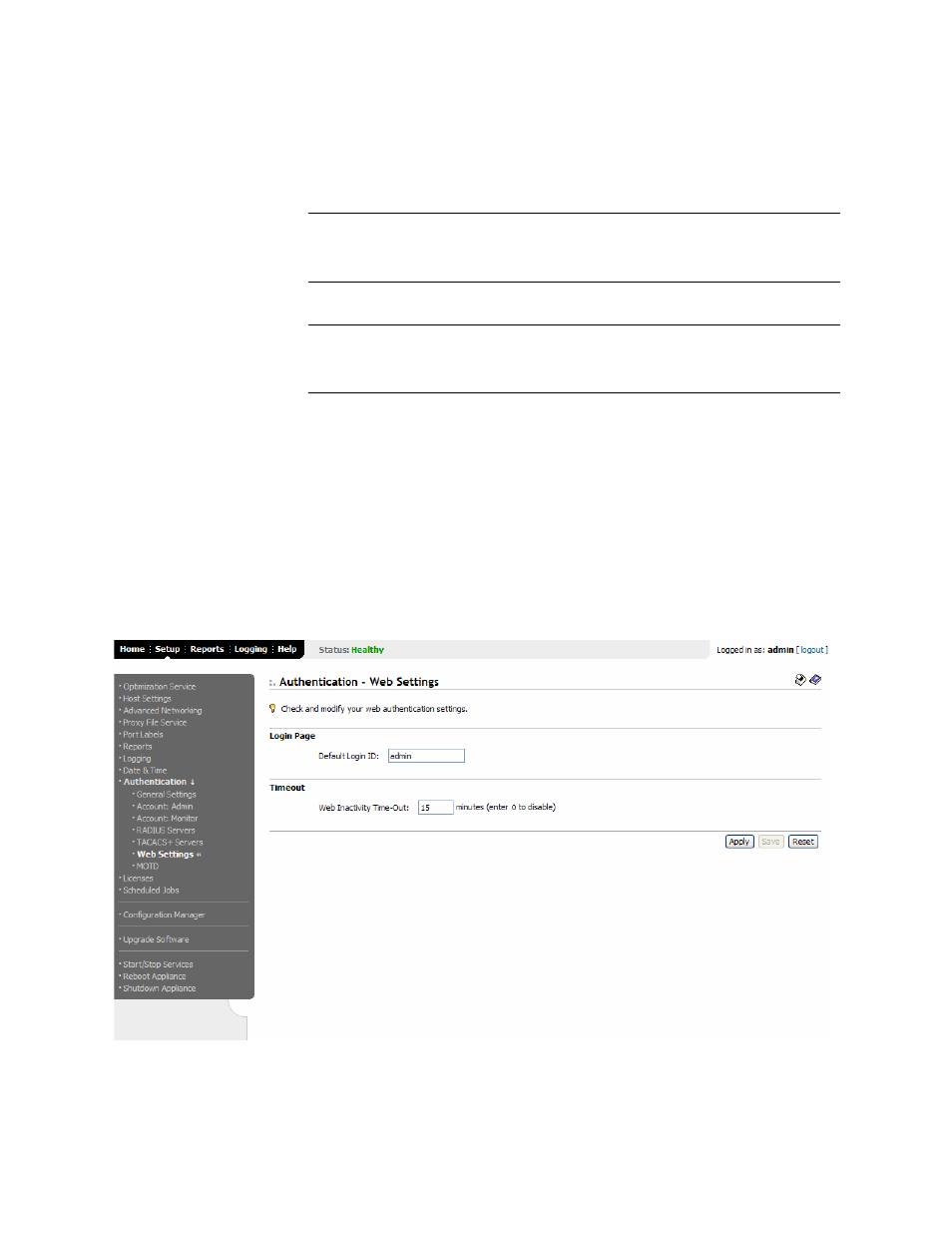 Specifying web ui settings | HP StorageWorks Enterprise File Services WAN Accelerator User Manual | Page 116 / 194