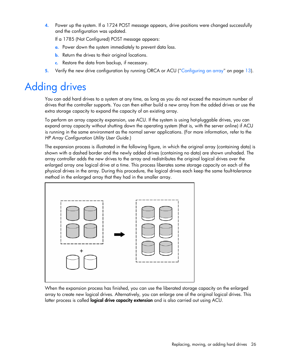 Adding drives | HP Smart Array P600-Controller User Manual | Page 26 / 38