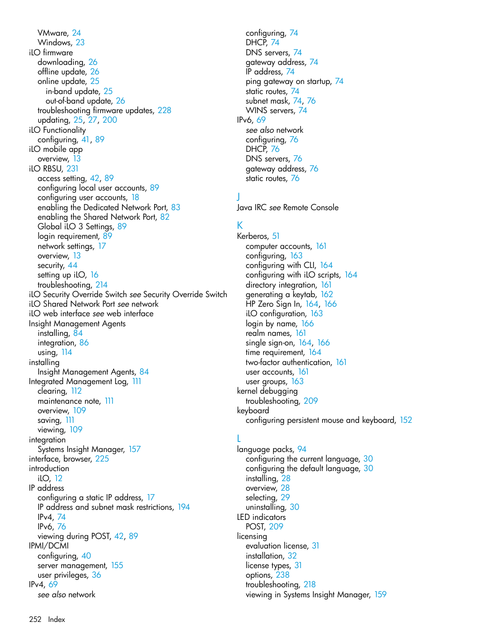 HP Integrated Lights-Out 3 User Manual | Page 252 / 256