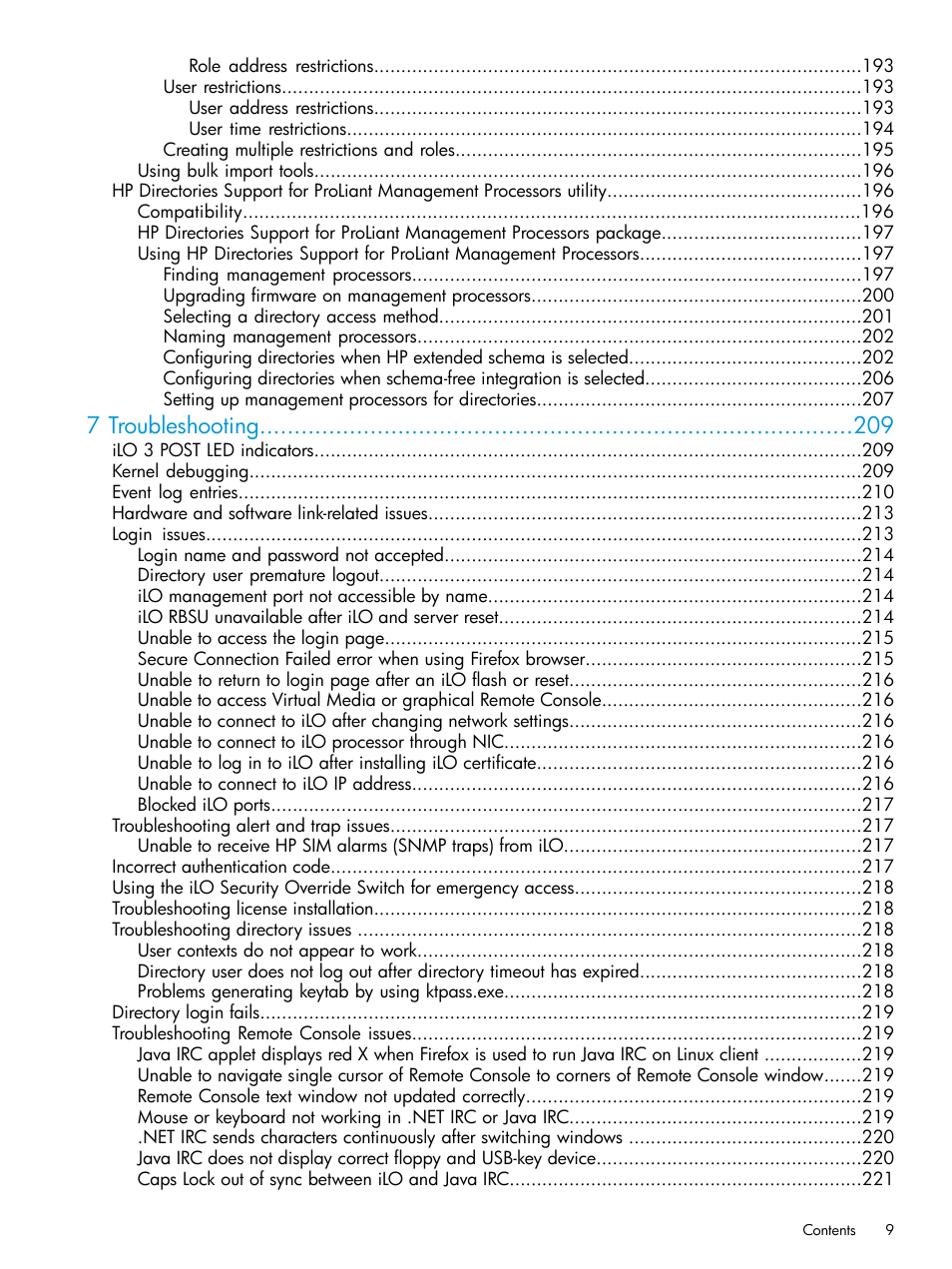 7 troubleshooting | HP Integrated Lights-Out 3 User Manual | Page 9 / 256