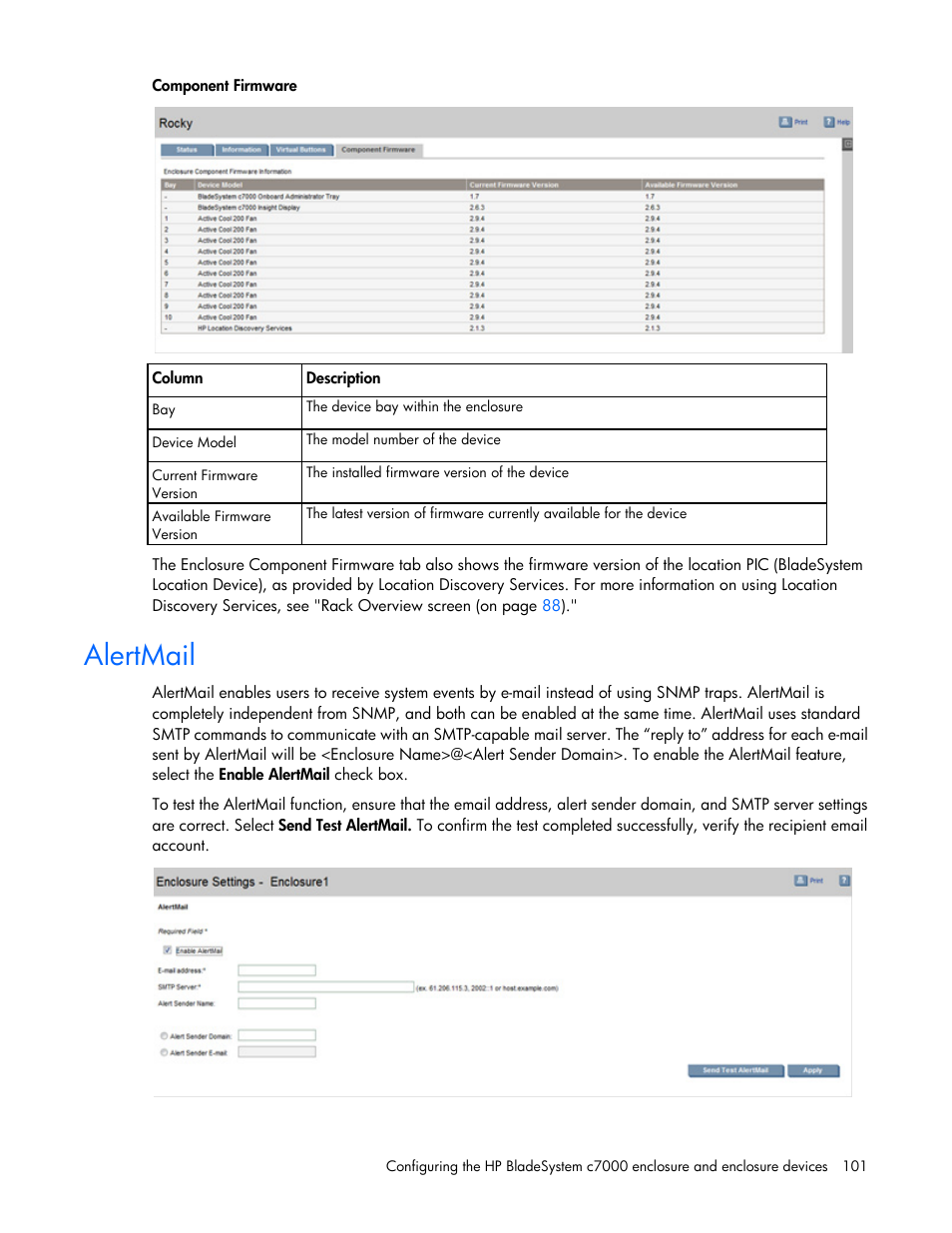 Alertmail | HP Onboard Administrator User Manual | Page 101 / 347