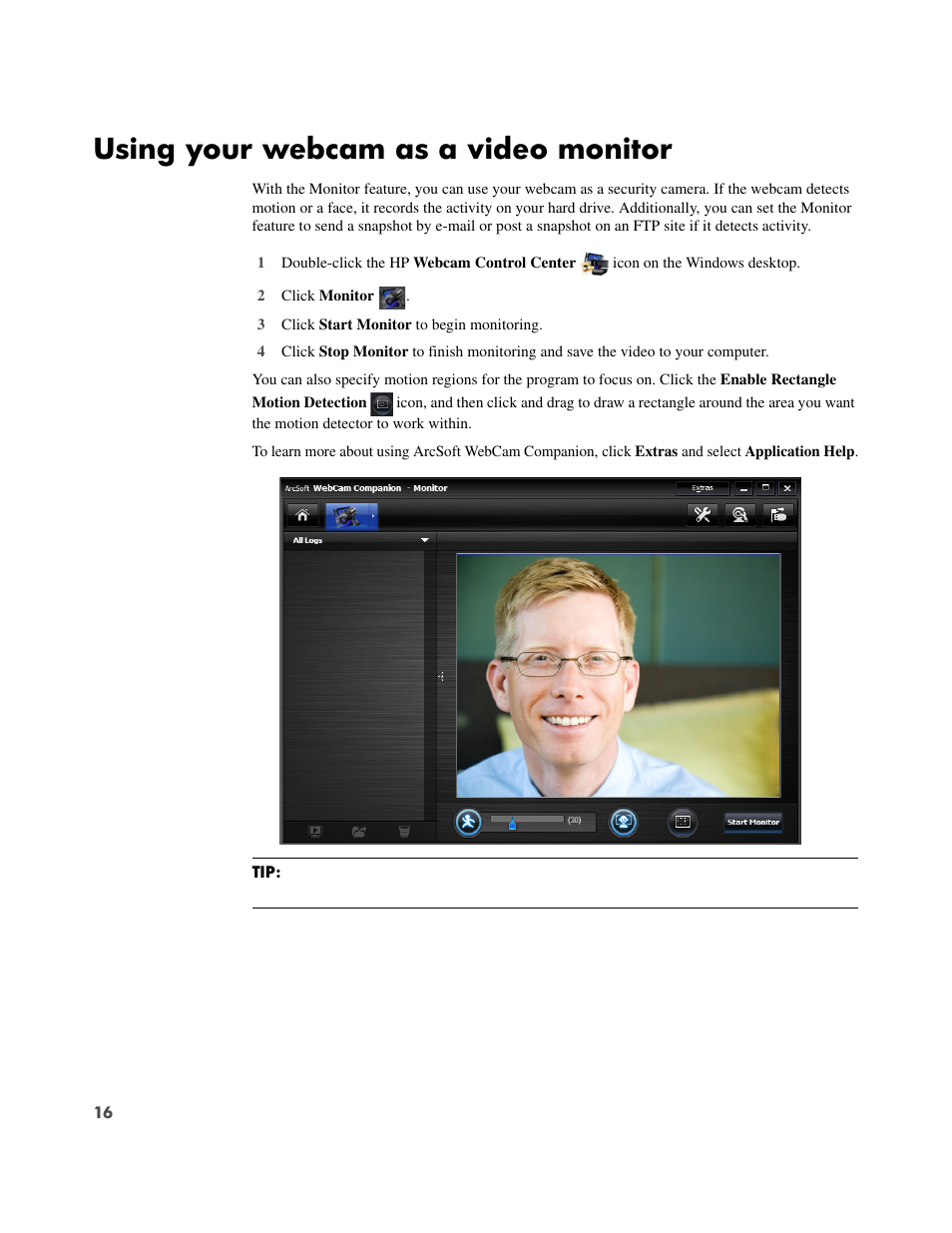 Using your webcam as a video monitor | HP HD 3300 Webcam User Manual | Page 18 / 23