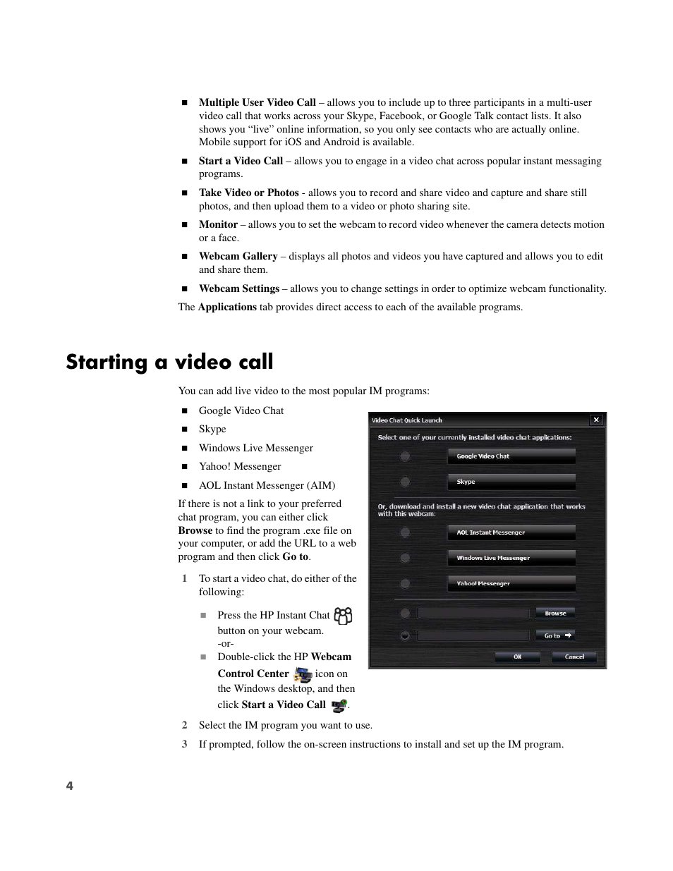 Starting a video call | HP HD 3300 Webcam User Manual | Page 6 / 23