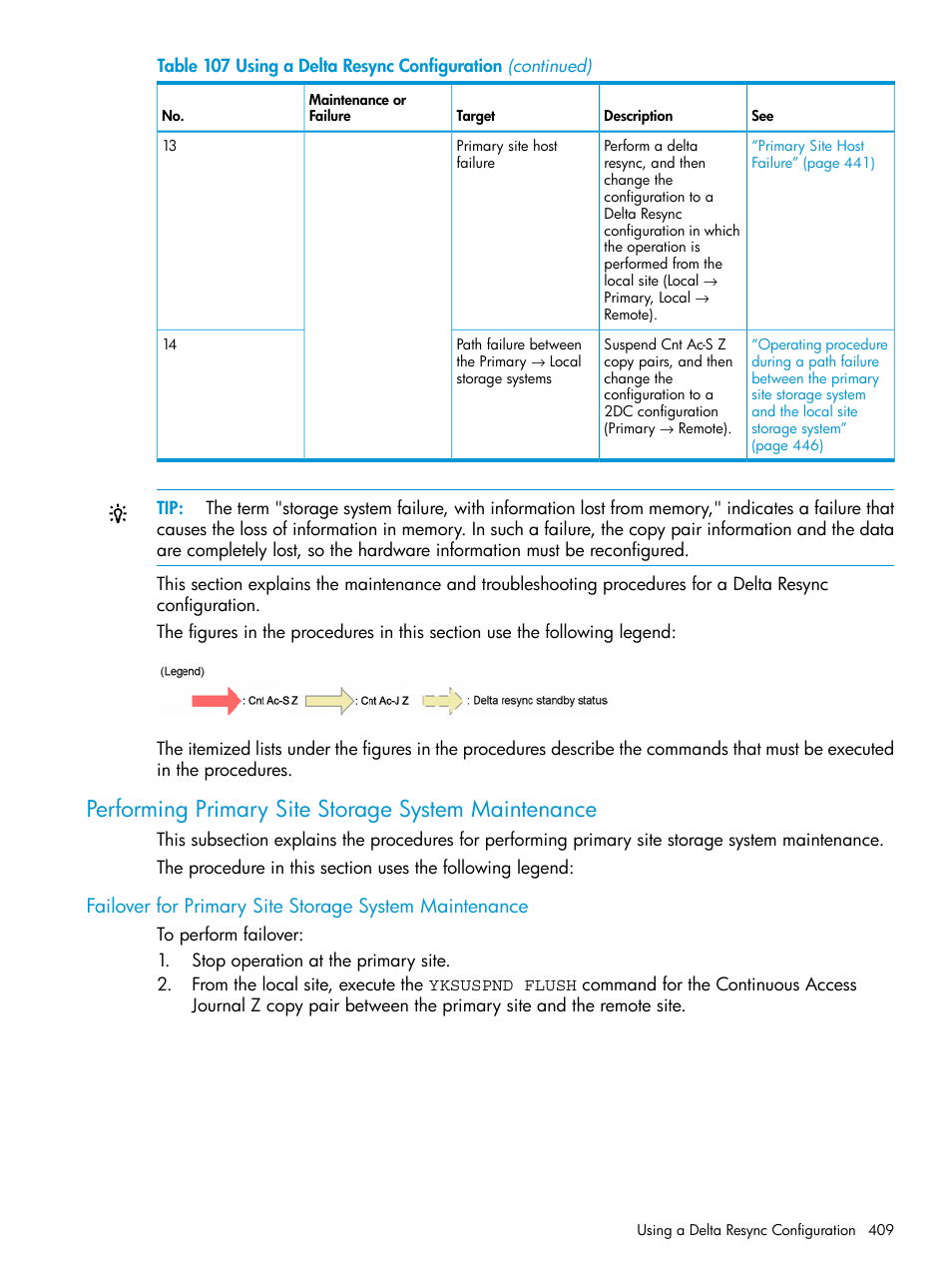 Performing primary site storage system maintenance, Performing primary site storage system | HP XP P9500 Storage User Manual | Page 409 / 773