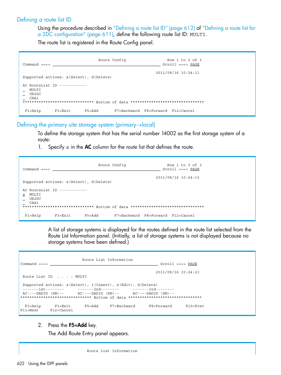 Defining a route list id, Local) | HP XP P9500 Storage User Manual | Page 622 / 773