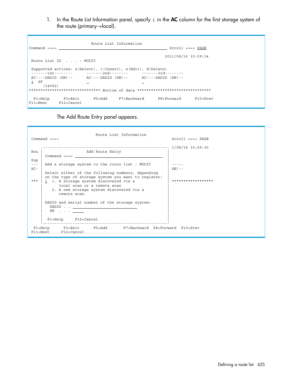 The add route entry panel appears | HP XP P9500 Storage User Manual | Page 625 / 773