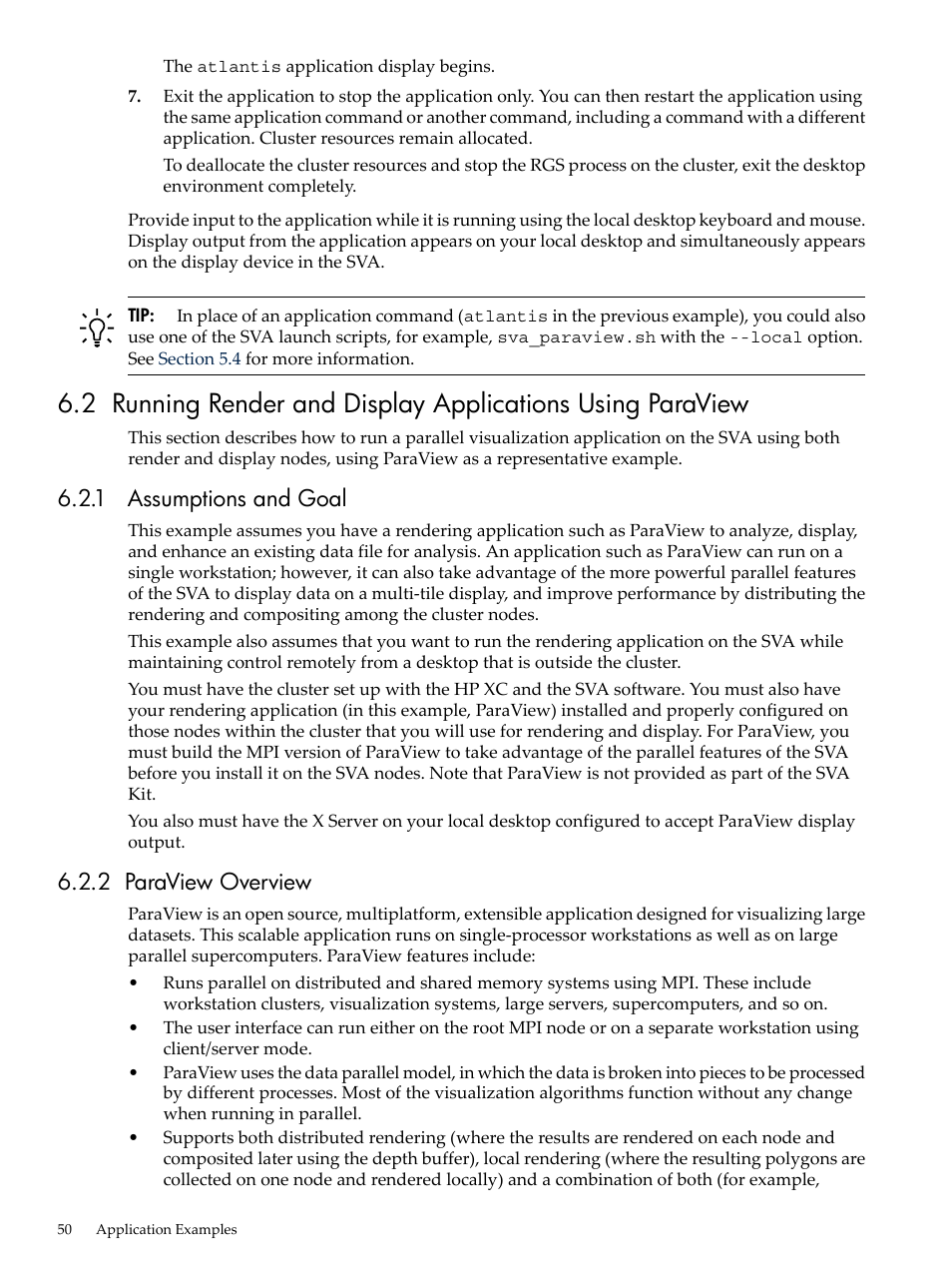 1 assumptions and goal, 2 paraview overview, 1 assumptions and goal 6.2.2 paraview overview | Section 6.2 | HP Scalable Visualization Array Software User Manual | Page 50 / 62