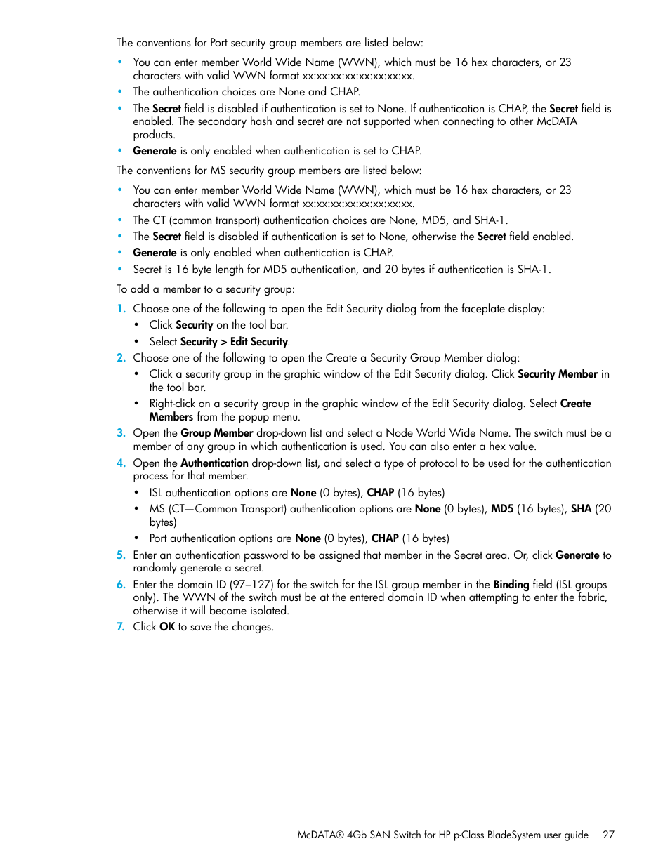 HP McDATA 4Gb SAN Switch for HP BladeSystem p-Class User Manual | Page 27 / 104