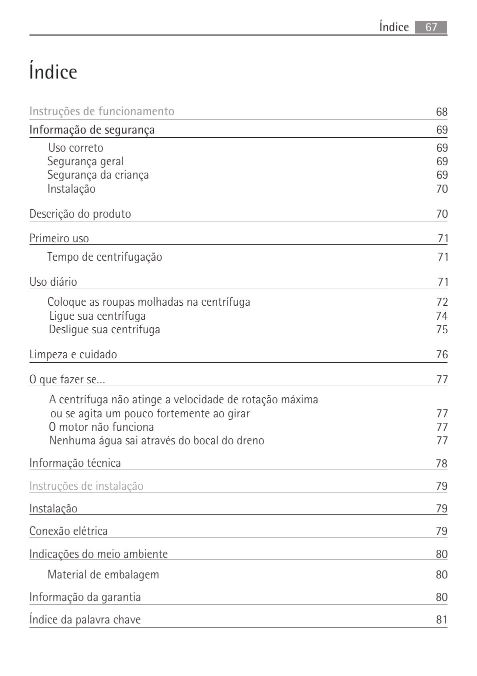 Índice | AEG SV5028 User Manual | Page 67 / 98