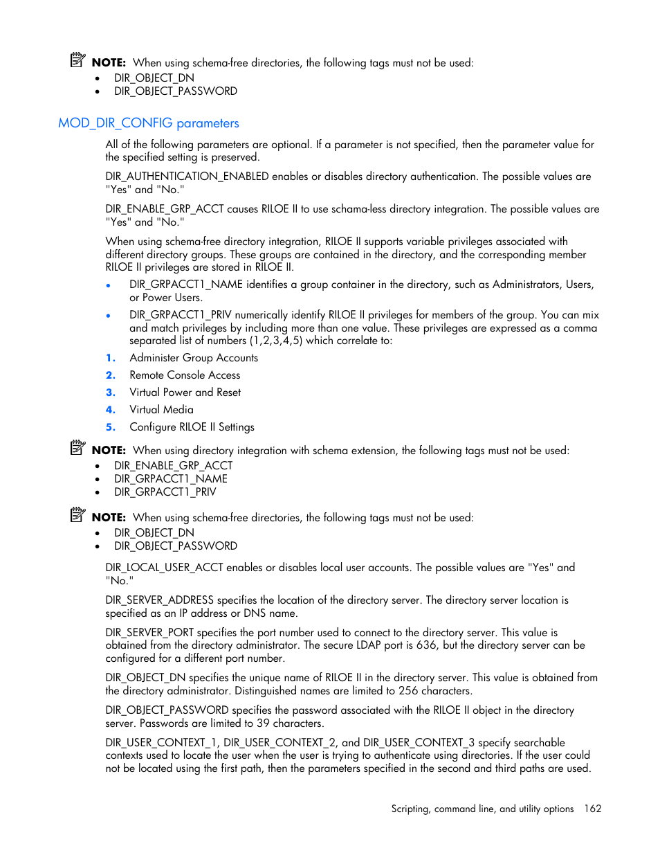 Mod_dir_config parameters | HP Remote Insight Lights-Out Edition II Board User Manual | Page 162 / 205