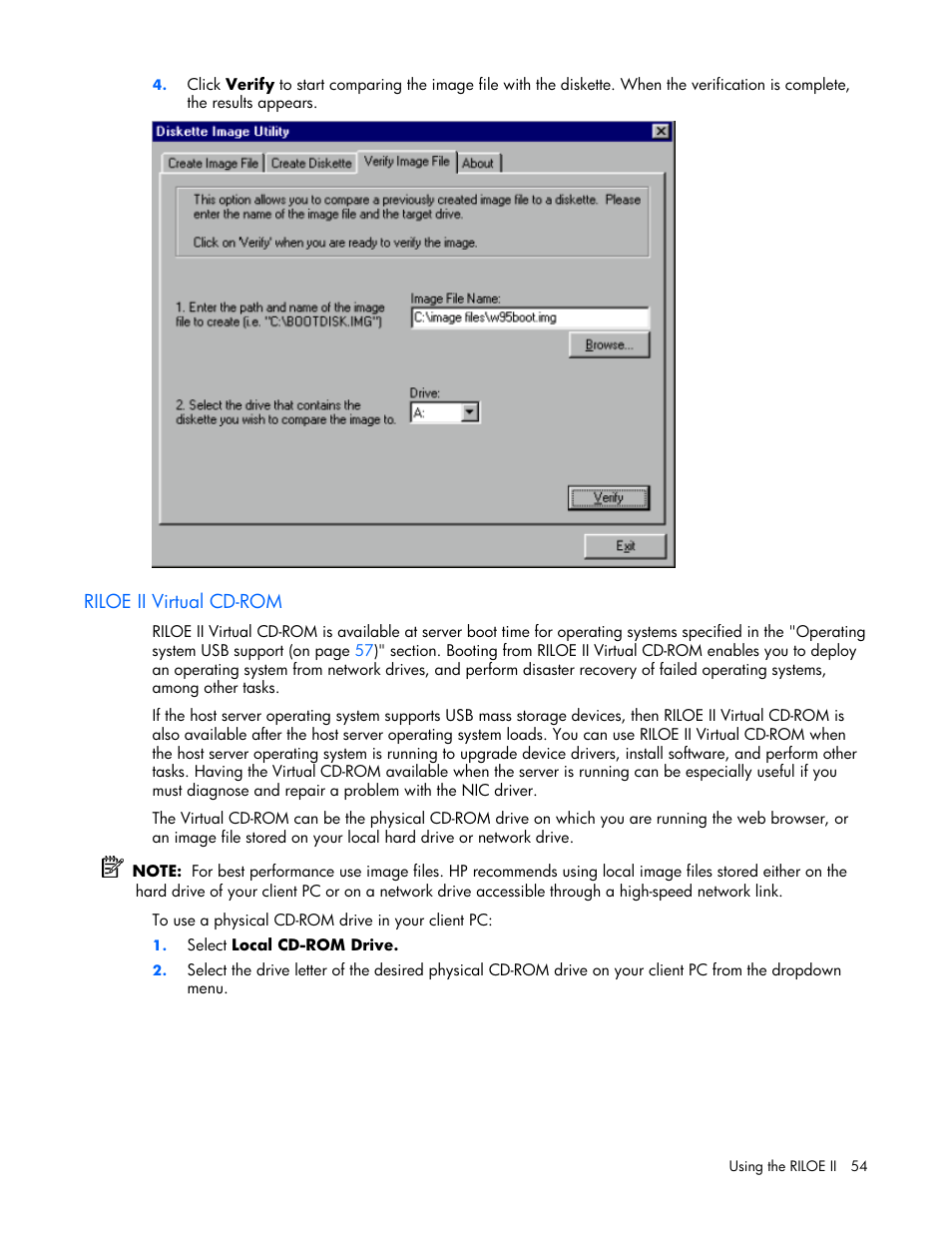 Riloe ii virtual cd-rom | HP Remote Insight Lights-Out Edition II Board User Manual | Page 54 / 205