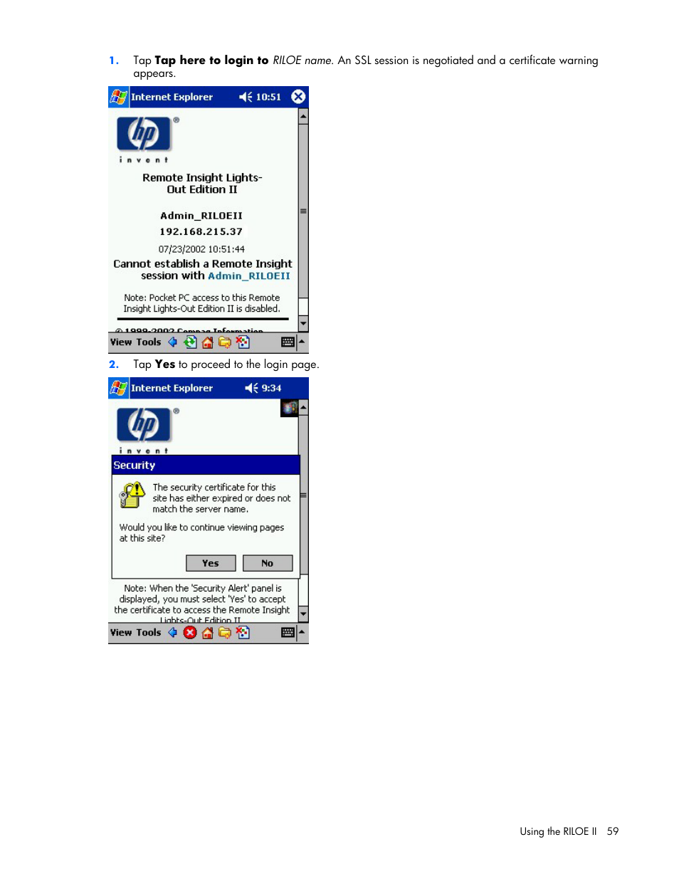 HP Remote Insight Lights-Out Edition II Board User Manual | Page 59 / 205