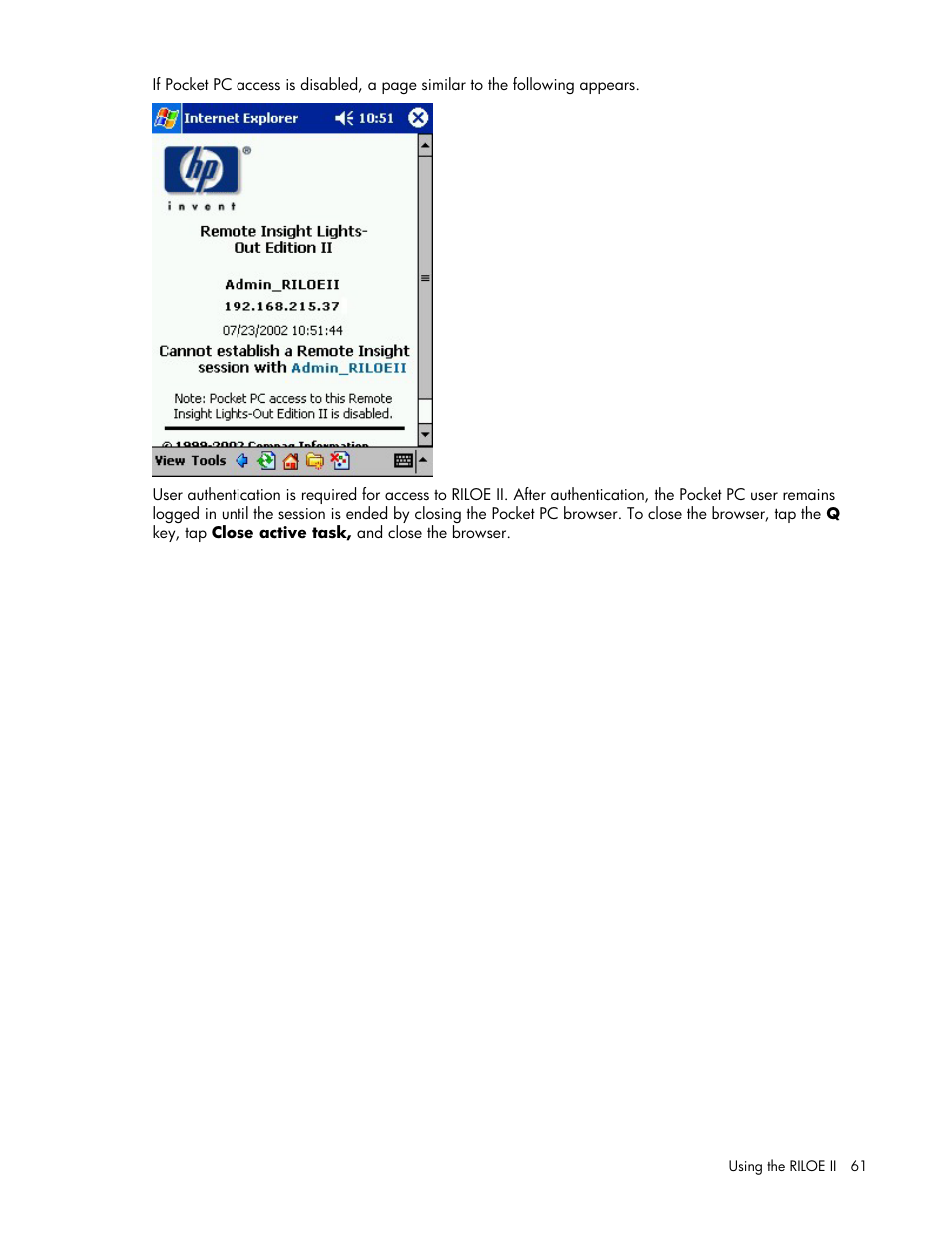 HP Remote Insight Lights-Out Edition II Board User Manual | Page 61 / 205