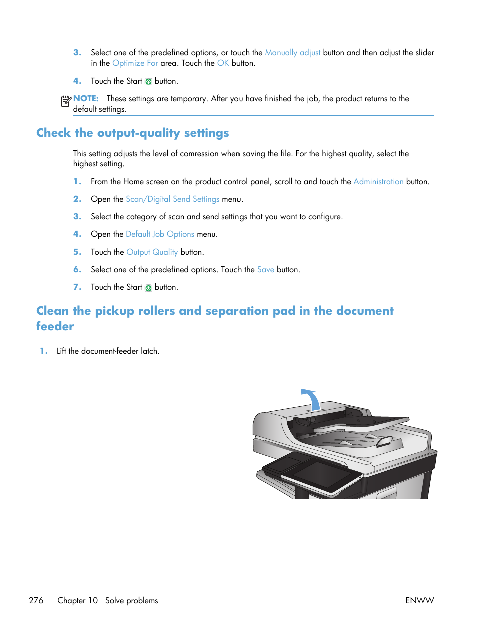 Check the output-quality settings | HP LaserJet Enterprise 700 color MFP M775 series User Manual | Page 290 / 332