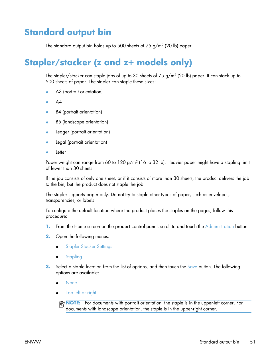 Standard output bin, Stapler/stacker (z and z+ models only) | HP LaserJet Enterprise 700 color MFP M775 series User Manual | Page 65 / 332