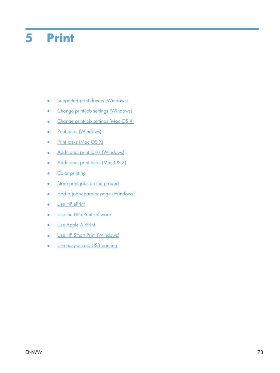 Print, 5 print | HP LaserJet Enterprise 700 color MFP M775 series User Manual | Page 87 / 332