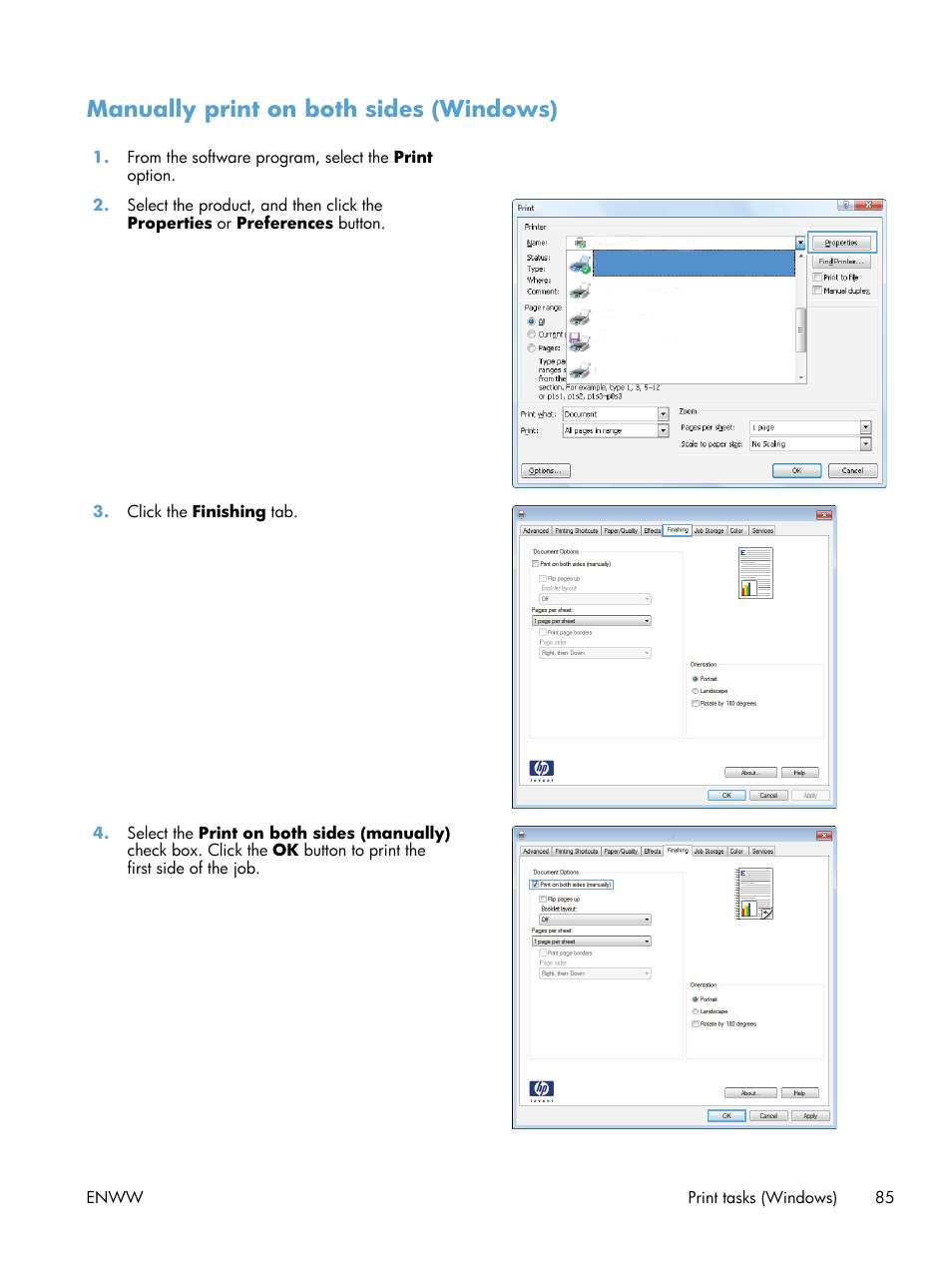 Manually print on both sides (windows) | HP LaserJet Enterprise 700 color MFP M775 series User Manual | Page 99 / 332