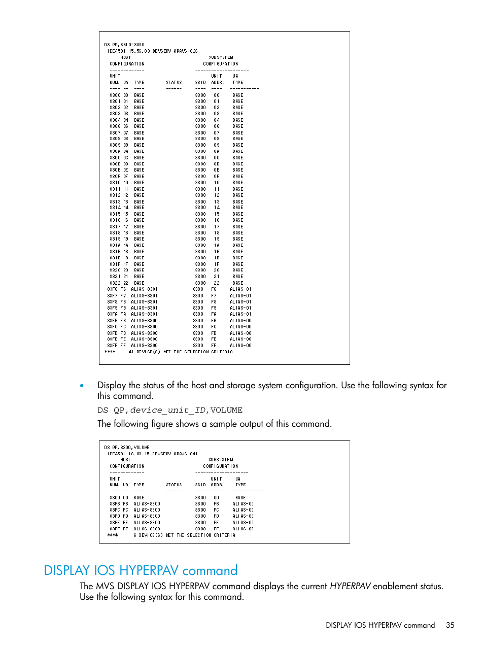 Display ios hyperpav command | HP XP P9500 Storage User Manual | Page 35 / 50