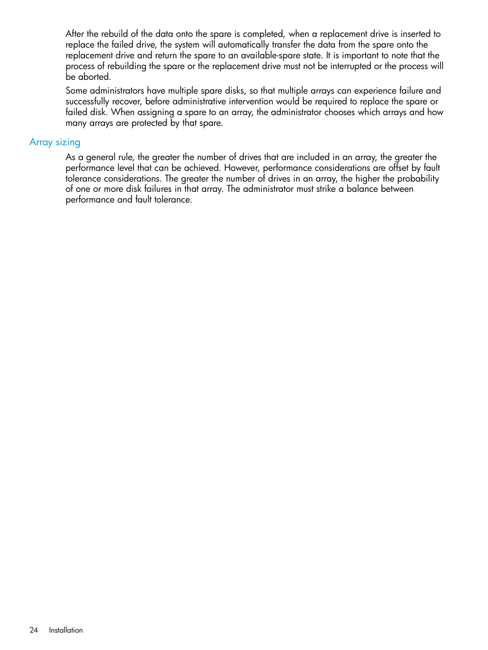 Array sizing | HP D3000 Disk Enclosures User Manual | Page 24 / 69