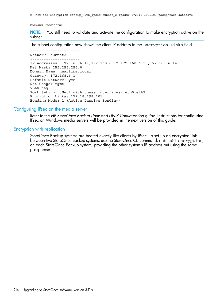 Configuring ipsec on the media server, Encryption with replication | HP StoreOnce Backup User Manual | Page 214 / 220