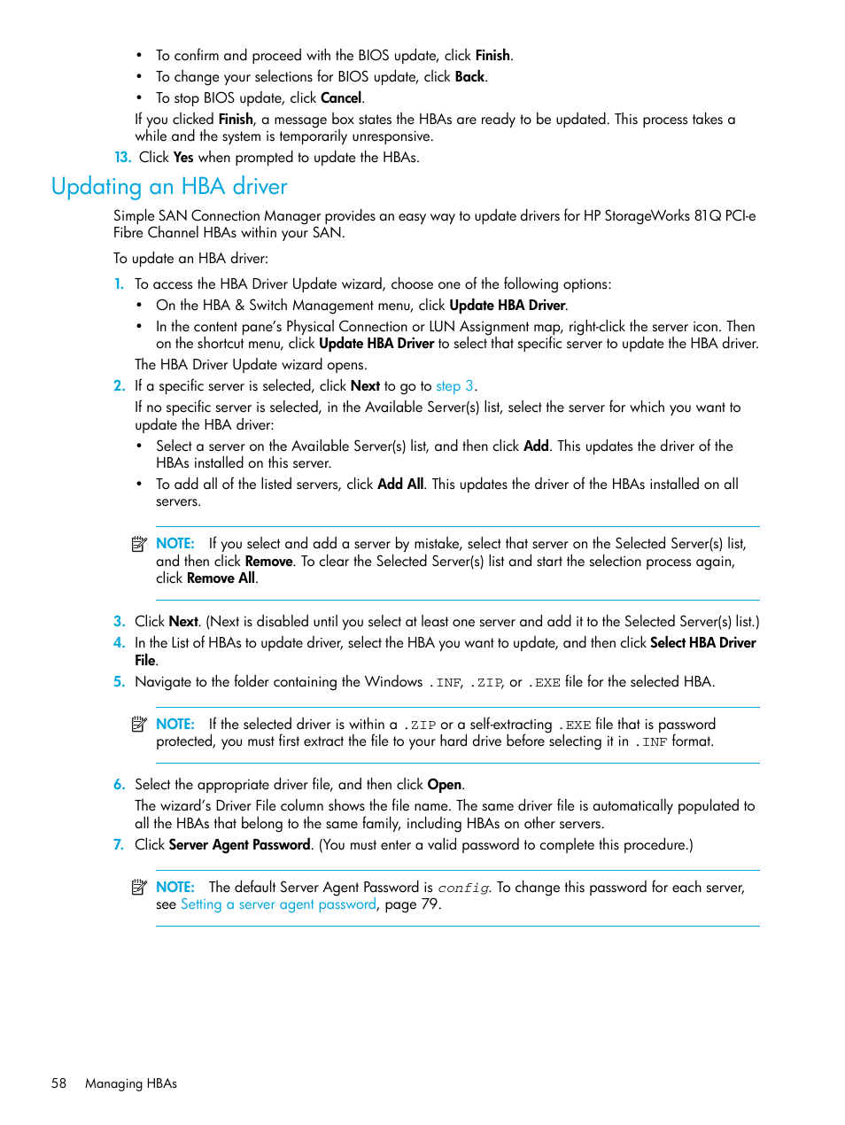 Updating an hba driver | HP 8.20q Fibre Channel Switch User Manual | Page 58 / 98