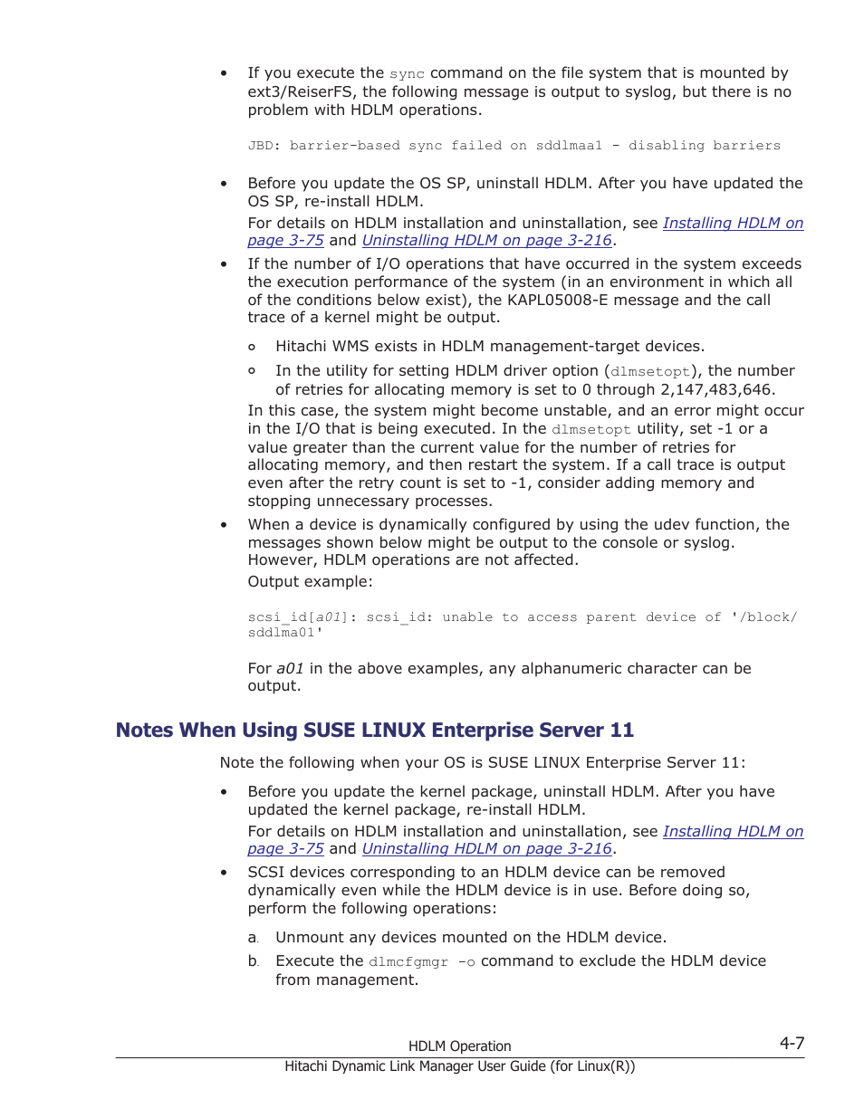 Notes when using suse linux enterprise server 11 | HP XP P9500 Storage User Manual | Page 303 / 640