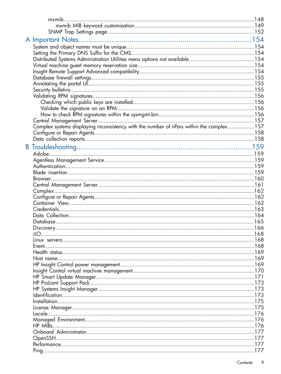 B troubleshooting | HP Systems Insight Manager User Manual | Page 9 / 234