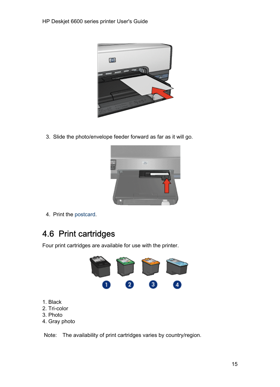 6 print cartridges, Print cartridges | HP Deskjet 6620 Color Inkjet Printer User Manual | Page 15 / 155