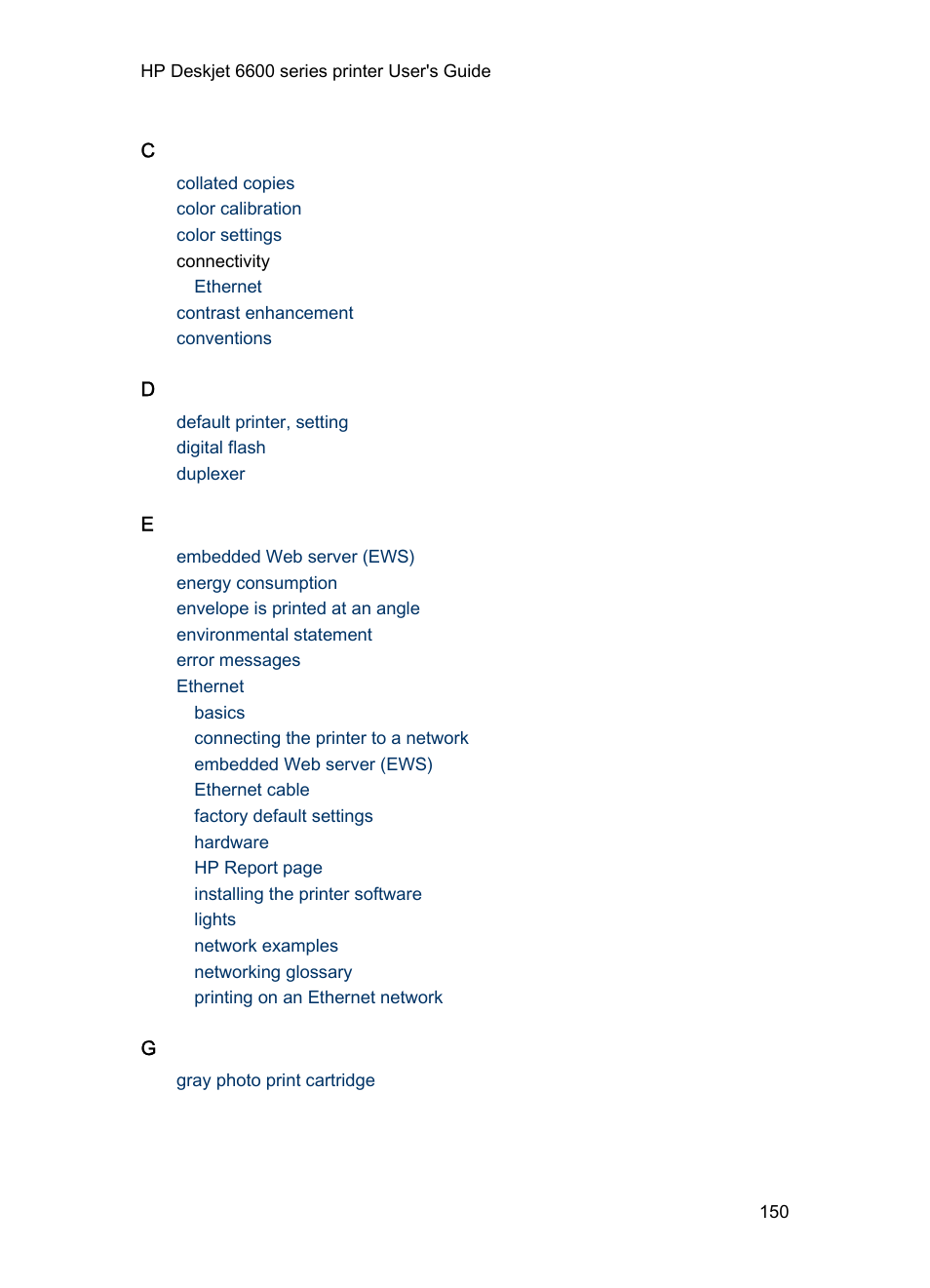 HP Deskjet 6620 Color Inkjet Printer User Manual | Page 150 / 155