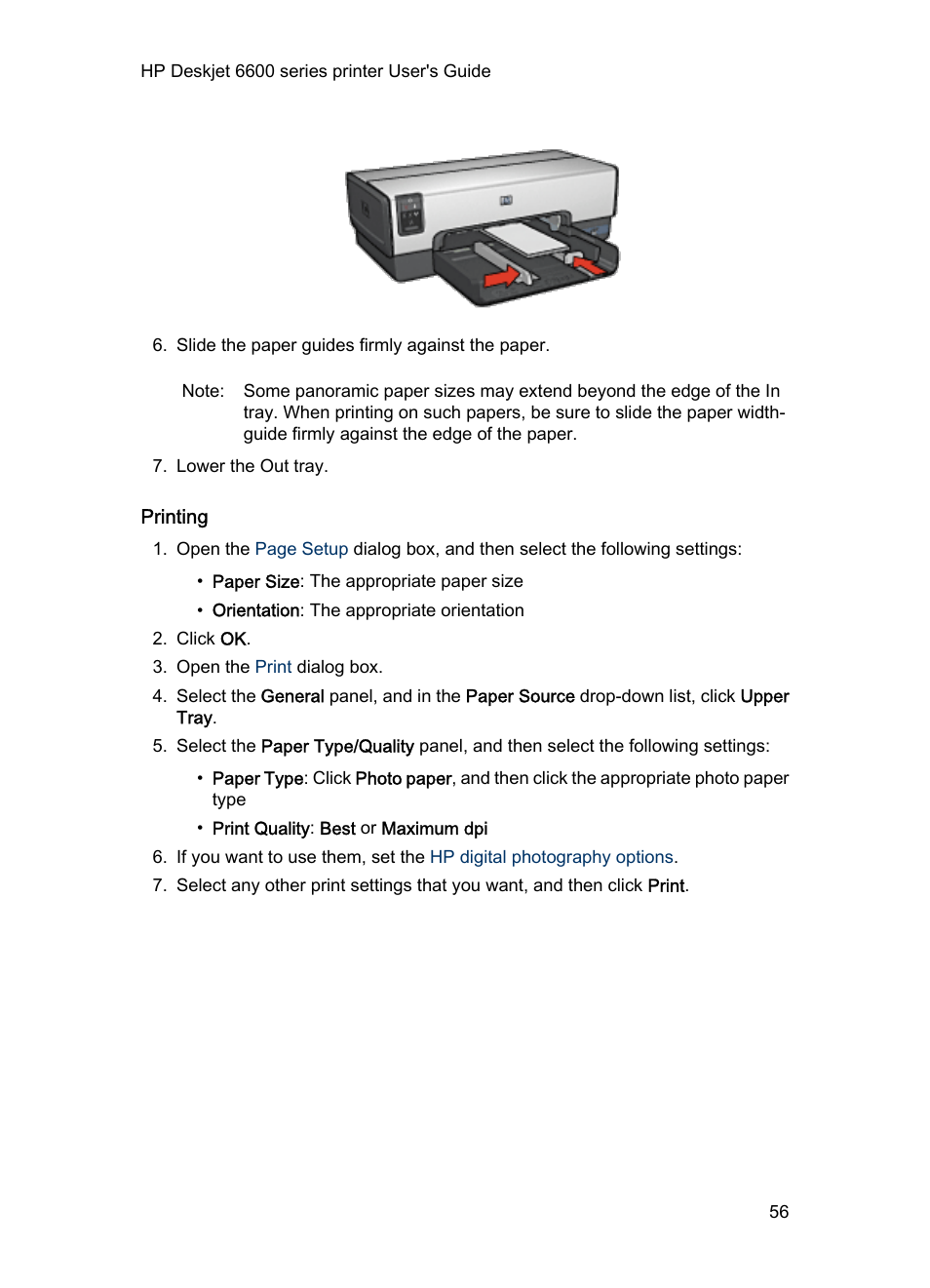 Printing | HP Deskjet 6620 Color Inkjet Printer User Manual | Page 56 / 155