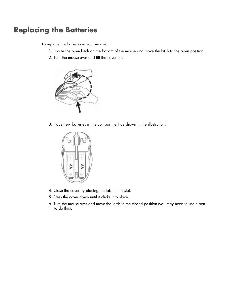 Replacing the batteries | HP Wi-Fi Direct Mobile Mouse User Manual | Page 27 / 31