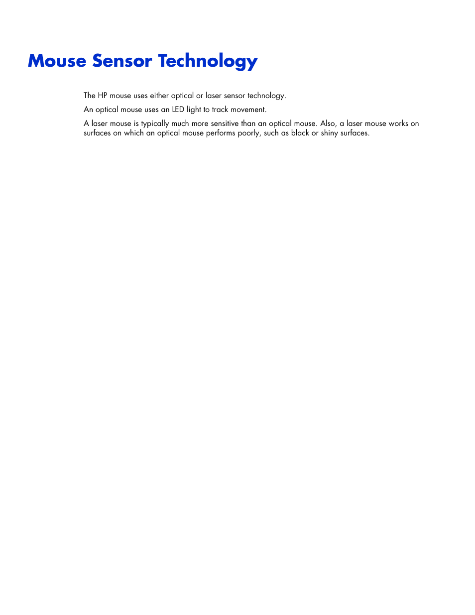 Mouse sensor technology | HP Wi-Fi Direct Mobile Mouse User Manual | Page 28 / 31