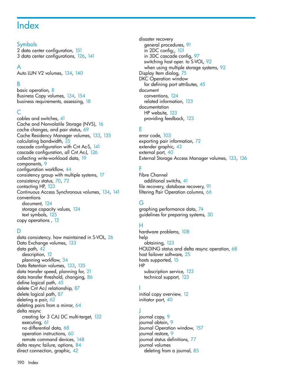 Index | HP XP P9500 Storage User Manual | Page 190 / 192