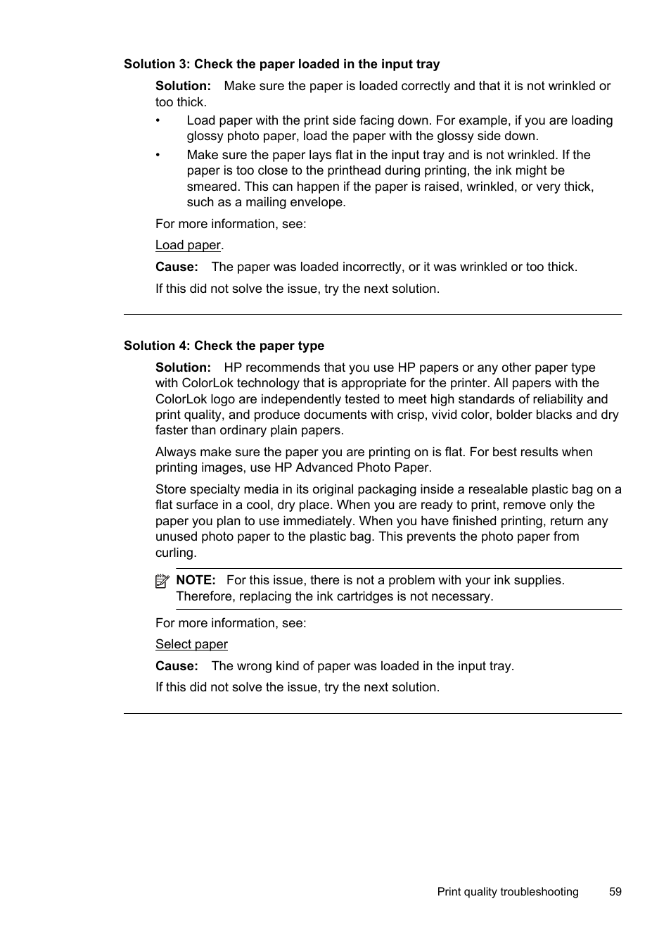 Solution 4: check the paper type | HP Officejet Pro 251dw Printer series User Manual | Page 63 / 150
