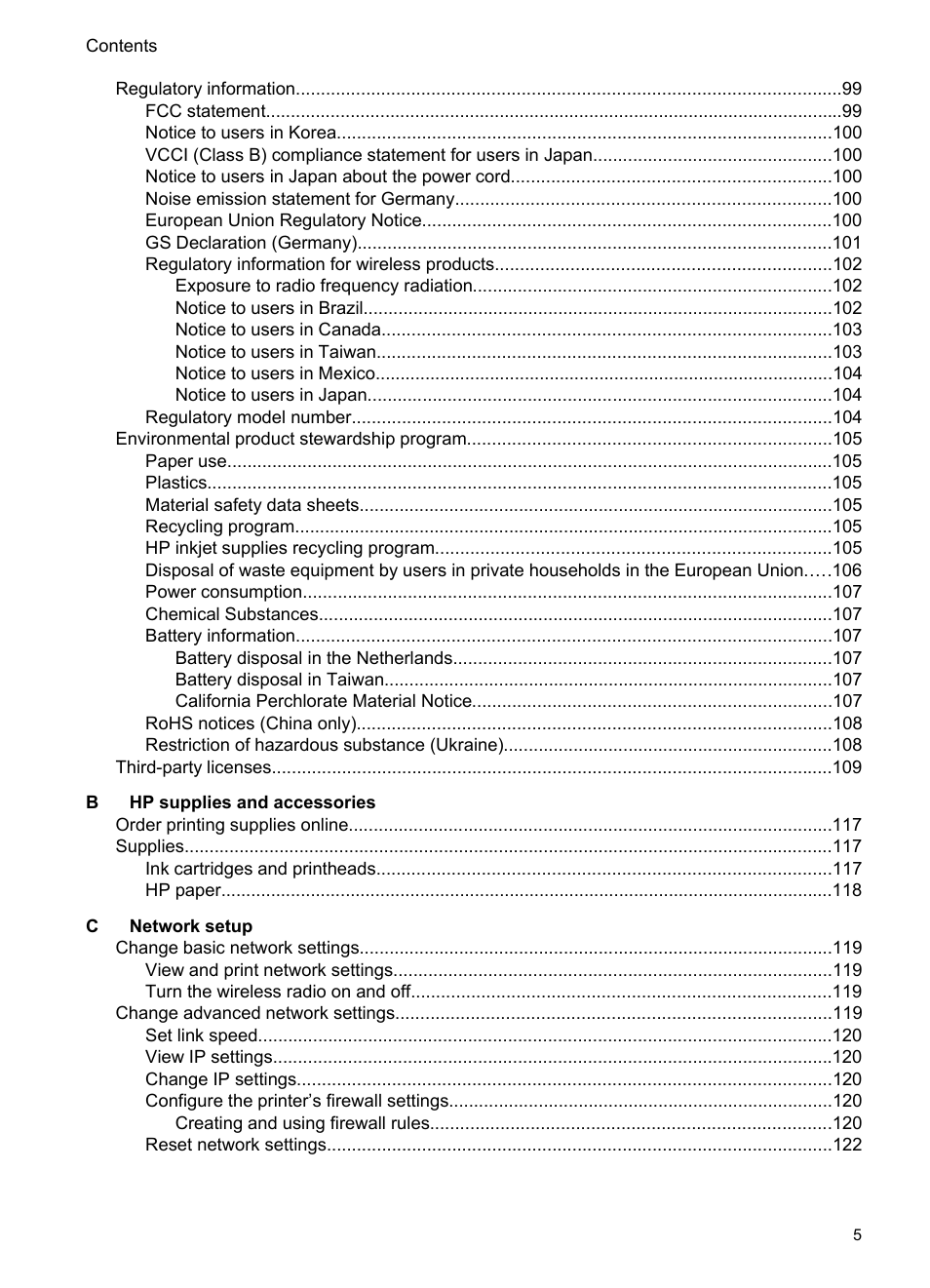 HP Officejet Pro 251dw Printer series User Manual | Page 9 / 150