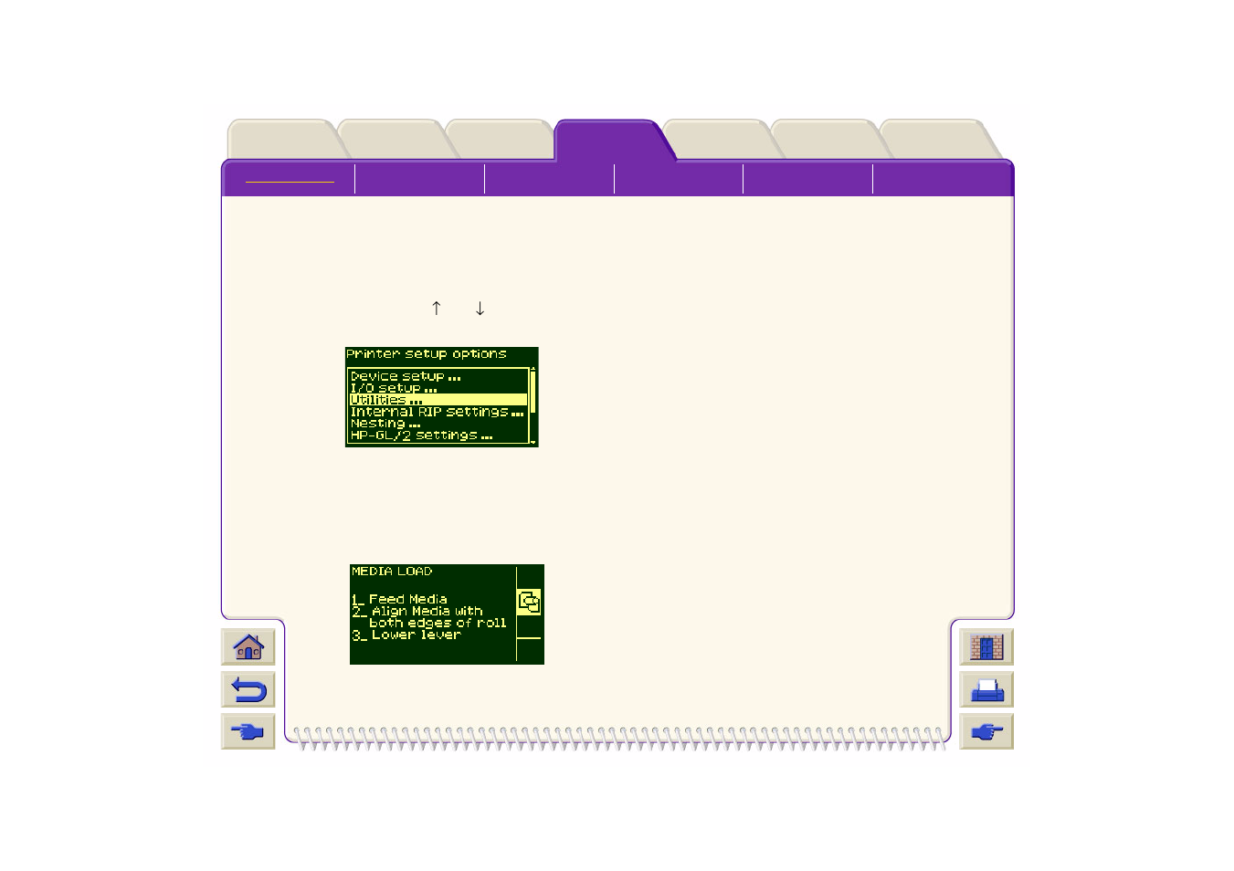Displays, Menus, Procedure information | HP DesignJet 500 User Manual | Page 124 / 268