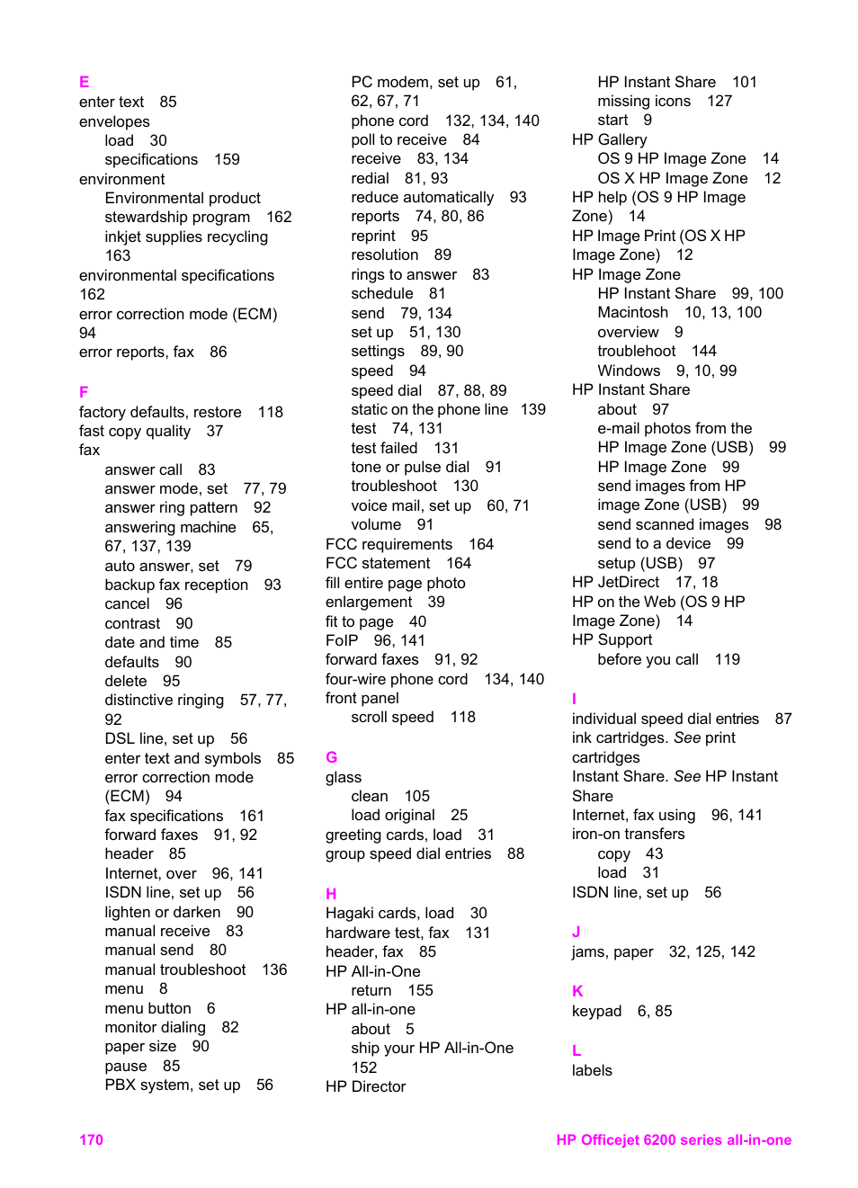 HP Officejet 6210v All-in-One Printer User Manual | Page 173 / 177